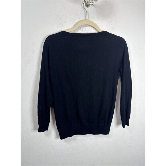 (R) ANTHROPOLOGIE Guinevere Beaded Lace Applique Cardigan Sweater Black Vintage - Picture 2 of 14